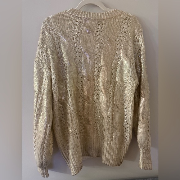 Vine & Love Gold Foil and Cream Cable Knit Sweater - Picture 5 of 5